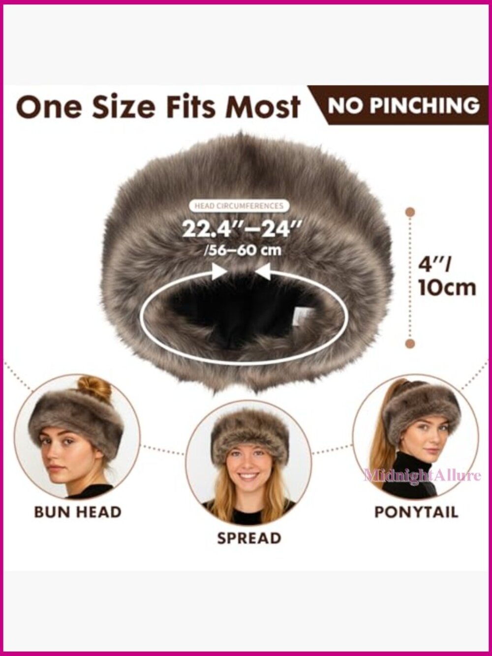 Faux Fur Headband with Elastic Stretch Winter Earwarmer for Women - Picture 3 of 7